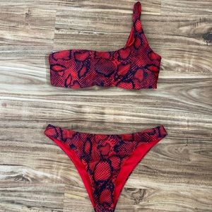 Red Snakeskin Bikini
